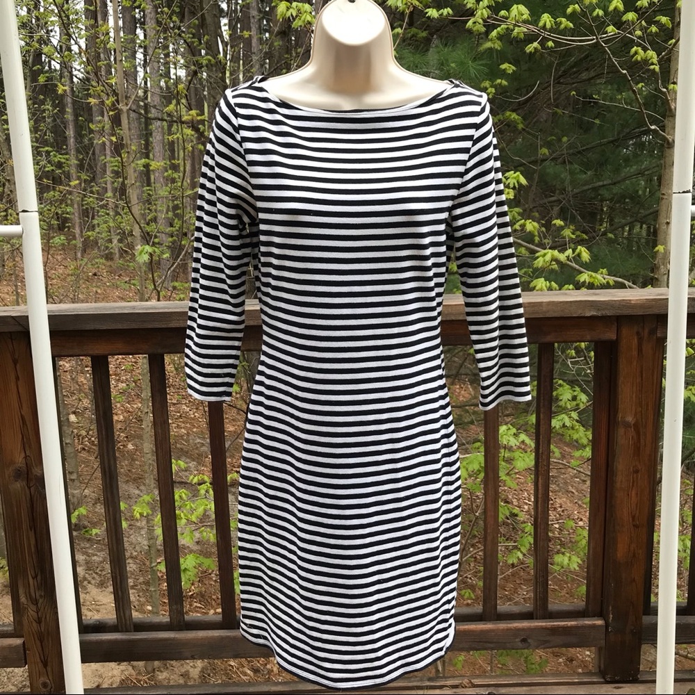 Xhiliration cotton, striped dress, size M, black & white